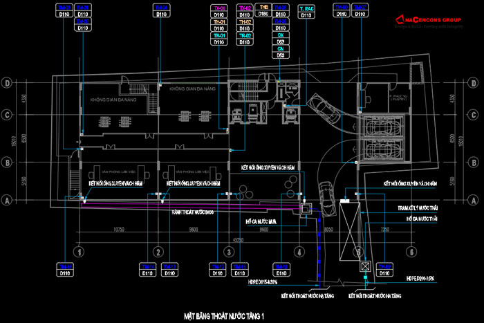 bản vẽ cấp thoát nước khách sạn 6 tầng nổi 1 tầng hầm