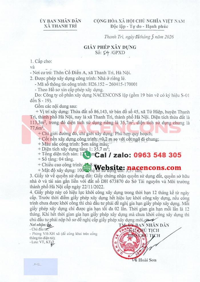cấp phép xây dựng thanh trì hn